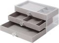 Jewelry Storage Box With 3 Layers/1 Layer Large Capacity Rounded Corners Velvet Interior Earrings Rings Organizer Storage Case. 