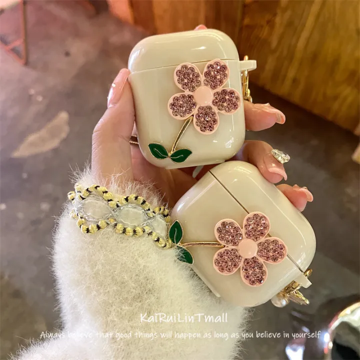 Luxury%20Pink%20Diamond%20Flowers%20Earphone%20Case%20For%203%20Pro%202%20Cover%20Tpu%20Wireless%20Headset%20Box%20For%202%20With%20Keychain%20-%20Image%203
