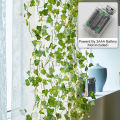 Auoyo 2M / 5M Fake Vines with 20 / 50 LED  Outdoor String Lights Artificial Plants Patio Decor Hanging Fake Ivy Greenery Garland Plants Fake Leaves For Balcony Decor / Outdoor Wall Decor / Garden Decor / Party. 