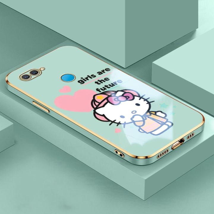 DuBaiNi For Oppo A7 Creative Electroplated TPU Straight Edge Printing KT Cat Soft/Hard Innovative Design Fashion Brand Temperament Anti slip and Anti drop Phone Case