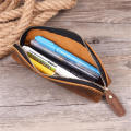 Genuine Leather Pencil Bag Retro Simple Stationery Holder Handmade Pen Case Storage Bag Zipper Pencil Pouch School Supplies. 