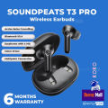 SoundPEATS T3 Pro Wireless Earbuds, 12mm Drivers Bass Stereo in Ear Headphones, Bluetooth 5.4, Call Noise Cancellation, IPX4 Waterproof Earphones for Kids, Sleep, Ebooks, Podcasts. 