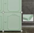 Wardrobe Organiser Wardrobe Storage With Handle Folding Assembled Easy Installation Cross Wardrobe Bold Skeleton Modern Plastic (Green) (Size : 111X47X111cm). 
