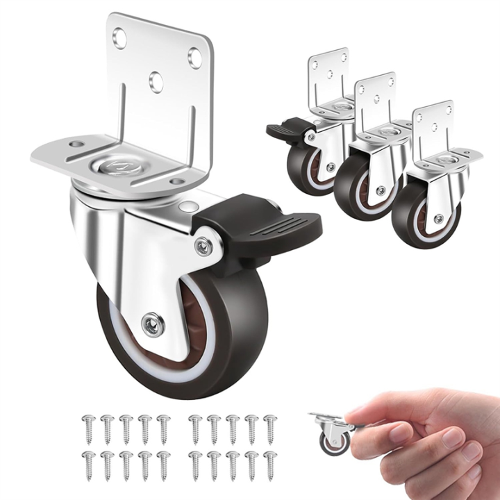 Side%20Mount%20Casters,Casters%20Set%20of%204%20with%20Brake,L-Shape%20Plate%20Small%20Wheels%20for%20Furniture,Cabinet%20Casters,1%20in(L-Shape)%20-%20Image%205