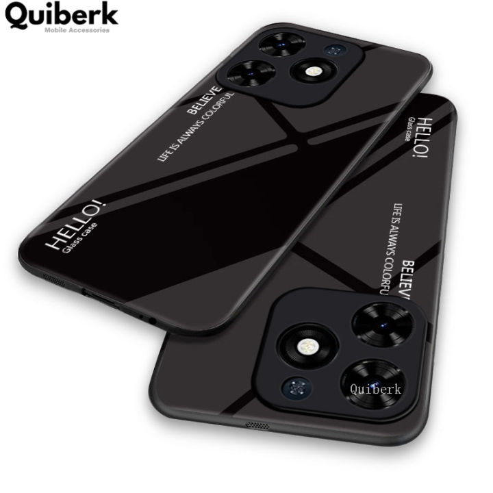 Quiberk for Tecno Spark Go 2024 / Spark 20C / Spark 20 Tempered Glass Hard Case Gradient Color Back + Soft Frame Shockproof Phone Cover