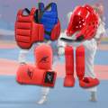 4 Pieces Karate Sparring Gear Thickened Boxing Gloves Vest XL Red. 
