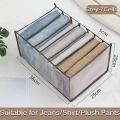 7 Grids Wardrobe Clothes Organizer,Jeans Compartment Storage Box,Foldable Closet Drawer Organizer Clothes Drawer Mesh Separation Box. 