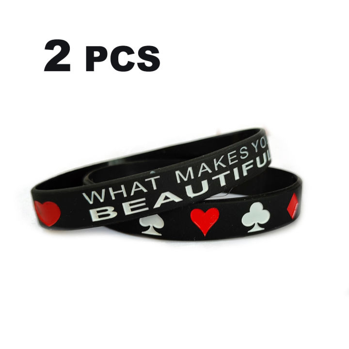 2Pcs One Direction & heart Silicone Mens & Womens Unisex hand band Wristband Bracelet
