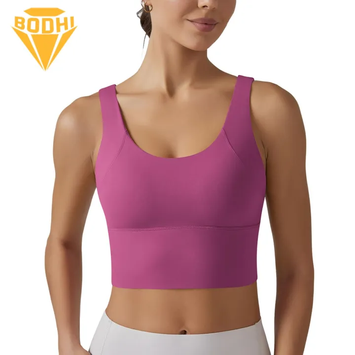 Solid Color Sports Bra Stylish Shockproof Yoga Vest Bra with Deep V Back Design Perfect for Running Fitness Buyers' Favorite Yoga Vest Bra with Fixed Breast Pads