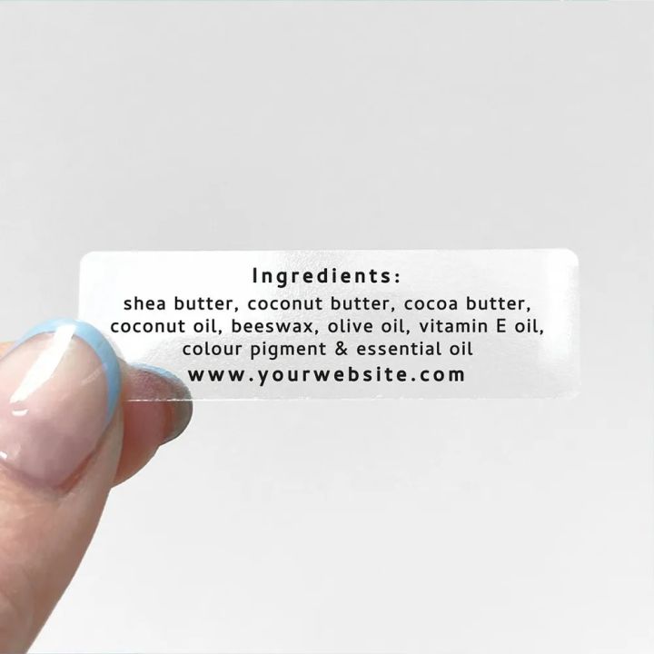NEW 50pcs 45x15mm Custom Text Package Ingredient Clear Stickers Labels ...