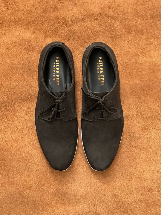 Men’s Elephant Black Nubuck Cow Leather Casual Derby Shoe