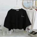 Black Niche Design Irregular Drawstring Short SleeveTT-shirt Women's Summer New Korean Style Loose Crop Top Fashion. 
