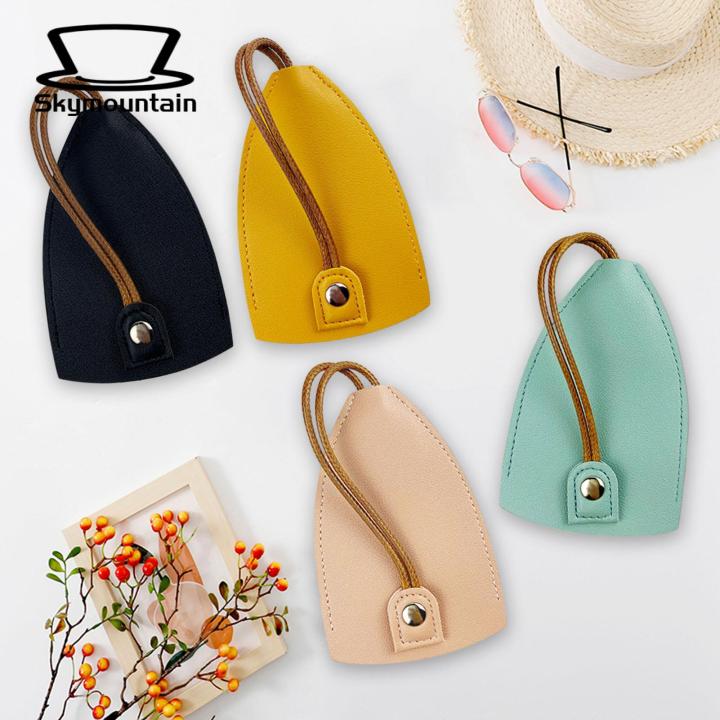 Pull Out Key Case Waterproof Faux Leather Drawstring Car Key Bag