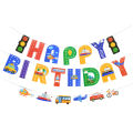 Happy Birthday Banner Cartoon Airplane Car Vehicle Cake Per Transportation Theme Decorations Baby Shower Kids Party Supplies. 