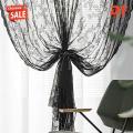DT(Clearance price) Sheer Lace Curtain Vintage Floral Lace Curtain for Bedroom Luxury Sheer Gothic Drapes for Light Filtering Window Treatment Easy to Install Embroidered Lace Curtain. 