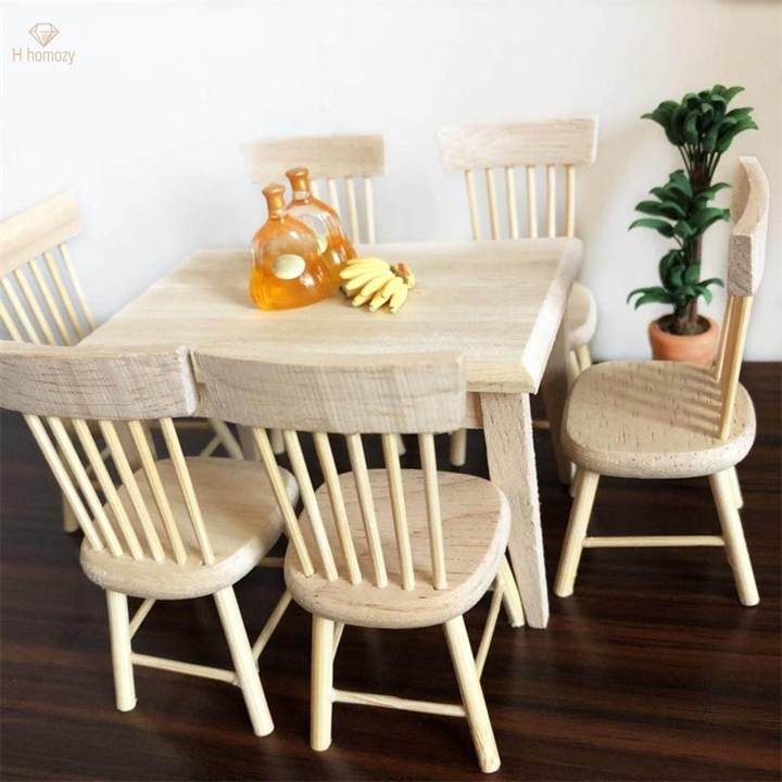 Premium%201:12%20Dolls%20House%20Miniature%20Dining%20Table%20Chair%20Set%20Pretend%20Scene%20Fairy%20Landscape%20-%20Image%202