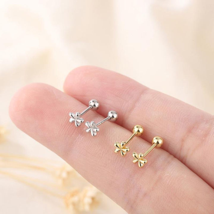 1Pair%20Gold%20Simple%20Earrings%20Silver%20Mini%20Small%20Flowers%20Ear%20Stud%20Piercing%20Jewelry%20ANLAN%20-%20Image%202