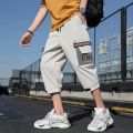 Cropped Pants Men's Summer ThininsTrendy Teen All-Matching and Handsome Workwear Shorts Versatile Casual Breeches. 