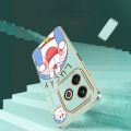 Tecno Spark GO 2024 Glossy Lucky Doraemon Casing Square Edges Plating Back TPU Soft Case Cover. 