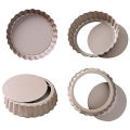 Tart Pan, 4 Inch Mini Quiche Pan Removable Bottom Non-Stick Tin, for Oven Baking Carbon Steel Gold Pie Pan.(4 Packs). 
