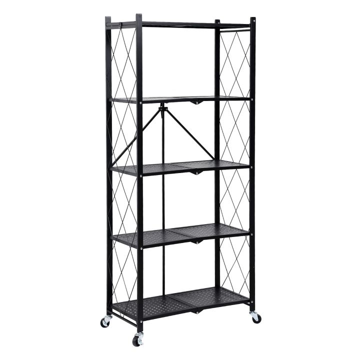 5-Tier%20Heavy-Duty%20Foldable%20Metal%20Rack%20Storage%20Shelving%20Unit%20with%20Wheels%20in%20Black%20-%20Image%203