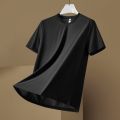 Ice silk short sleeve T T-shirt Men's Summer Thin Smooth Beaded Breathable Trendy T-shirt Solid Color Simple Ice Clothes. 
