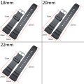 For Casio PU Watchband 18mm 20mm 22mm Men Black Sports Diving Watch Strap Silver Stainless Steel Buckle. 