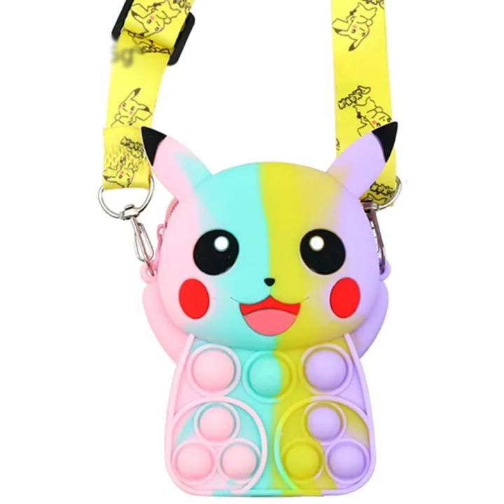 Rainbow Pop It Fidget Kids Toy Shoulder Bag Hit Push Bubble Stress Relief Toy Girls Backpack