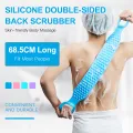 Silica gel Bath brush Towel two stop scrubbing belt body Scrub Silicone Back Scrubber for Shower Soft Rubbing Massage Bubble with Body Cleaner. 