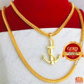 Gold Plated Guarantee V Line Fox Chain with Plain Ancor Pendant 18 - 24 inch Trend Snake Necklace Design & Free Gift Box FB-MCP. 