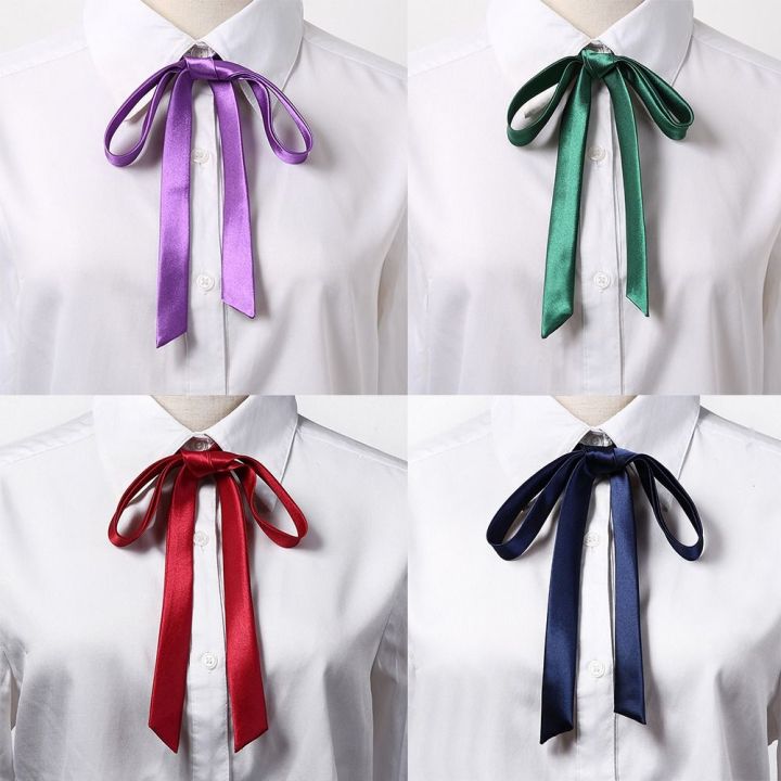 Fashion Thin Satin Bow Tie Vintage JK Fancy Necktie Knot Shirt Accessory Elegant Ribbon