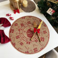 Christmas Table Decoration Coffee Cup Mat With Wool Ball Wool Ball Decorative Mat Printed Woven Table Mat Christmas-themed Placemat. 
