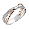 Simple And Fashionable X-shaped Diamond Inlaid Women's Ring. 