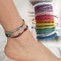 5pcs Bohemia Waxed Polyester Cord Adjustable Anklet Rope String Bracelets for Women Men Beach Jewelry Accessories. 