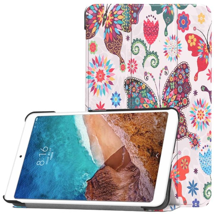 for Xiaomi Mi Pad 4 Case Slim Print PU Leather Magnetic Flip Sleeve Sleep Wake Anti-drop Protective Cover Mi Pad4 8inch Pouch