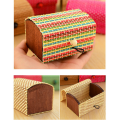 Creative Bamboo Wooden Curtain Storage Box Vintage Simple Ring Earrings Jewelry Storage Case Organizer Utility Box Accessories. 