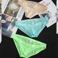New Men's Ultra-Thin Ice Silk Briefs Underwear Youth Lightweight Low Waist High Elastic Super Elastic Thin Cold. 