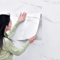 wall stickers Simulated Thick Marble Tile Floor Sticker PVC Waterproof Self-adhesive Living room T et Kitchen Home Floor Decor Wall sticker. 
