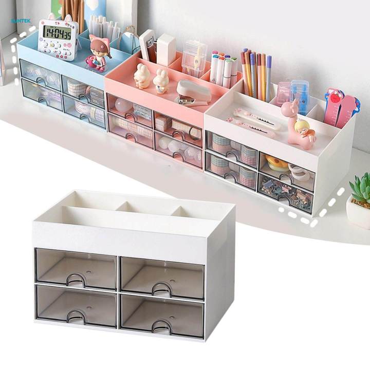 Desktop Stationery Organizer Container Study Accessories Makeup Box Pen Holder Drawer for Countertop Home Bedroom Student Kids
