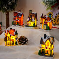 Christmas LED Light Ornaments Resin Mini House Miniature Village Building Xmas Glow Decor Gift Christmas Decoration Navidad Noel. 