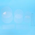 Acrylic Round Cake Disk Set - Cake Discs Circle Base Boards with Center Hole - 2 Comb Scrapers (4 Patterns) & Dowel Rod. 