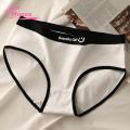 Muses Mall Women Mid-waist Panties Japanese Style Seamless Mid Waist Lady Briefs Soft Breathable Underpants with Contrast Color Letter Pattern Moisture-wicking Anti-septic Women Panties Color-blocking. 