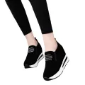 【FOOT SOFA】Women Fashion Casual Flock Slip-On Thick Platform Sport Sneakers Wedges Shoes. 