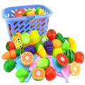 23Pcs/Set Plastic Fruit Vegetables Cutting Toy Early Development And Education Toy For Baby - Color Random. 