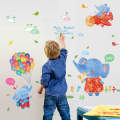 【BestGO】Vacclo Cartoon Baby Elephant Wall Stickers for Kids Room Creative Watercolor Graffiti for Kindergarten Children's Room Stickers. 