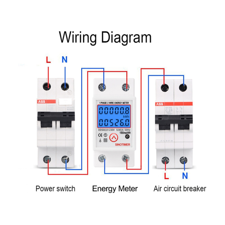 SINOTIMER Din Rail Digital Single Phase Reset Zero Energy Meter ...