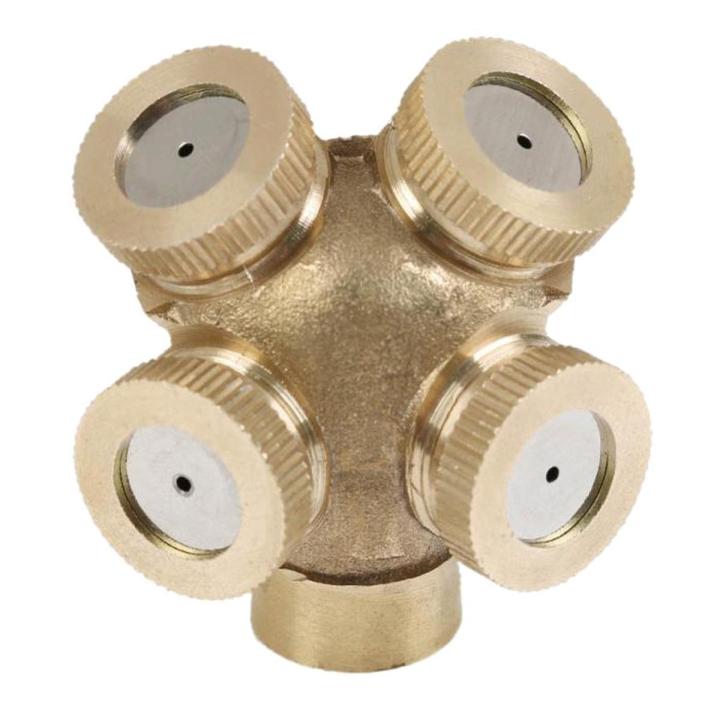Garden Brass Spray Misting Nozzle 4-Hole Sprinklers Fitting Hose Water Connector High Quality Spray Nozzle