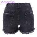 Women Denim Shorts High Waist Denim Shorts for Women Ripped Edge Hollow Out Multi Pockets Slim Fit Jeans for Party Club Soft Breathable Fabric Women Summer Shorts. 