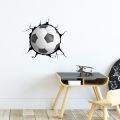【WEJA】3D Broken Wall Football Stickers Home Decoration For Boy Baby Bedroom Decor Pvc Livingroom S-adhesive Wallpaper Wallart Mural. 