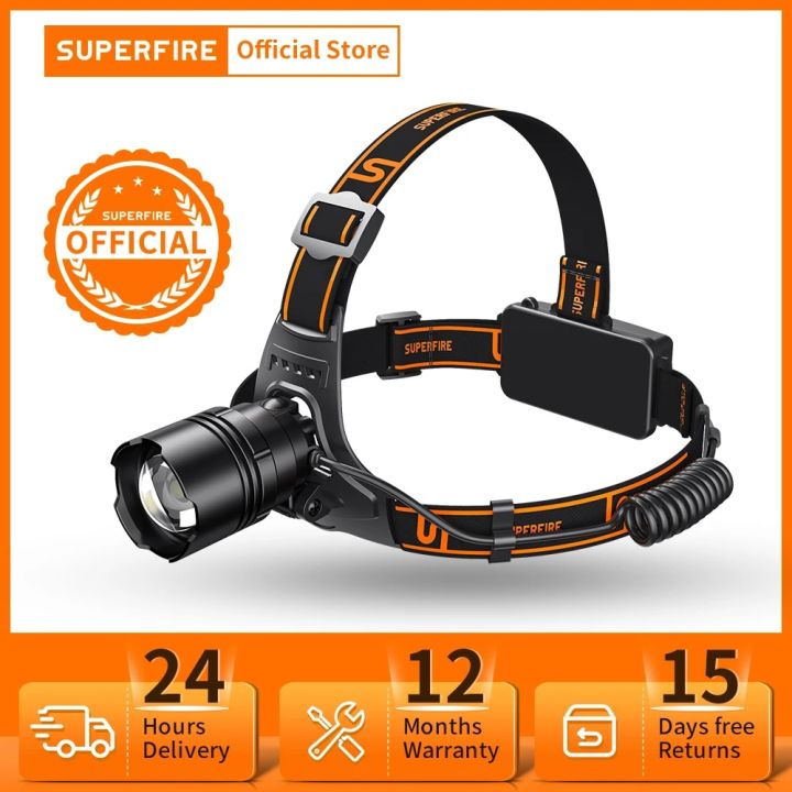 SUPERFIRE HL31 36W xhp90 Powerful Headlamp Zoom USB-C Rechargeable 21700 8000mAh Headlight for Fishing Camping Head flashlight